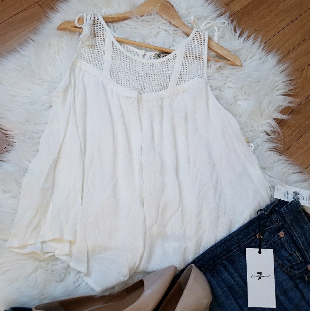 Democracy White Top, Tank Top, Sleevesless Blouse